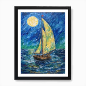 Sailing In The Style Of Van Gogh 4 Art Print