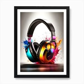 Headphone, music, watercolor, painting, audio, sound, MelodyMagic, SoundSpectrum, ColorfulVibes, AudioArt, HeadphoneLove, VibrantTunes, HarmonyHues, MusicalEuphoria, RadiantMelodies, SonicColors, CreativeSound, ChromaticRhythms II Art Print