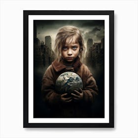 Child Holding A Globe Art Print