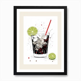 Illustration Cuba Libre Floral Infusion Cocktail 4 Art Print