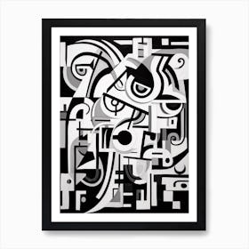 Chaos Abstract Black And White 5 Art Print