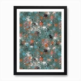 Ink Splatter Dust Multi Green Art Print