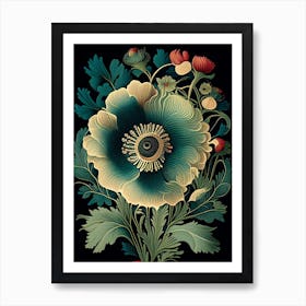 Anemone 2 Floral Botanical Vintage Poster Flower Art Print