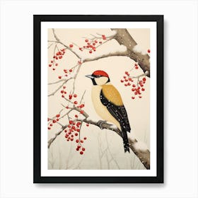 Bird Illustration Woodpecker 1 Art Print