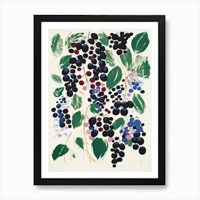 Blackcurrant Fruit Drawing 5 Art Print