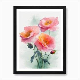 Roses Flowers Acrylic Painting In Pastel Colours 11 Art Print