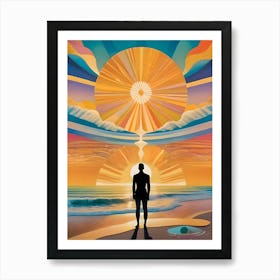 Eclipse of the Self: Sun Rising Over The Ocean Art Print