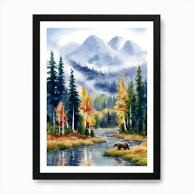 Bear By The River Art Print