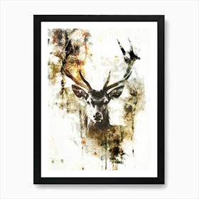 Poster Deer Stag Ink Illustration Art 01 Art Print