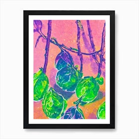 Brussels Sprouts 2 Risograph Retro Poster vegetable Art Print