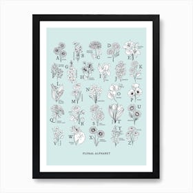 Floral Alphabet | Aquamarine Art Print