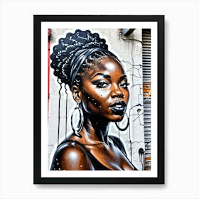 Graffiti Mural Of Beautiful Black Woman 318 Art Print