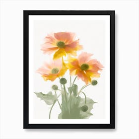 Sunflowers Flowers Acrylic Painting In Pastel Colours 8 Art Print