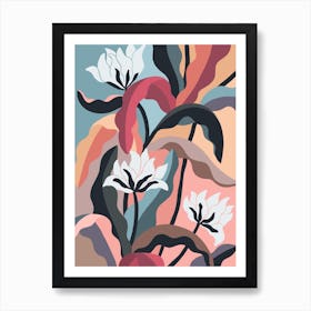 Abstract Flowers and Leaves Art Print