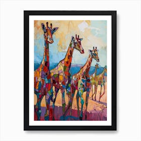 Abstract Geometric Giraffes 11 Art Print