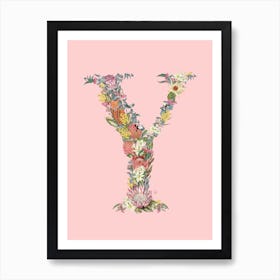 Y Pink Alphabet Letter Art Print