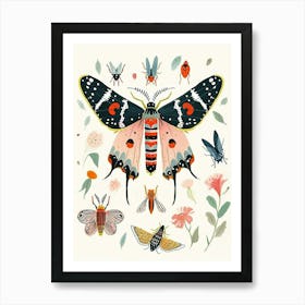 Colourful Insect Illustration Moth 15 Art Print