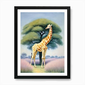 Giraffe By The Acacia Art Print