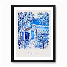 Syracuse Italy Blue Drawing Poster Art Print