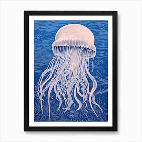 Lions Mane Jellyfish Washed Illustration 1 Art Print