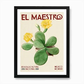 Mexican El Maestro Cacti Yellow Art Print