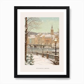 Vintage Winter Poster Stockholm Sweden 2 Art Print