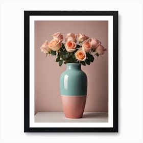 A Vase Of Pink Roses 57 Art Print