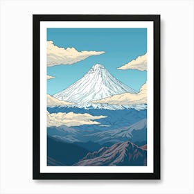 Pico De Orizaba Mexico Color Line Drawing (3) Art Print