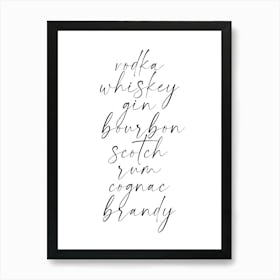 Bar Cart Script font Art Print