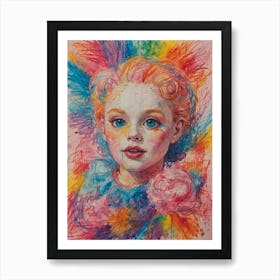 Little Girl With Colorful Hair Art Print