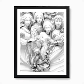 Fantasy Three Women Art Print