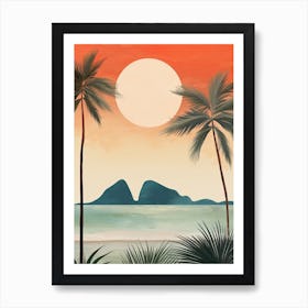 Watercolour Of Ipanema Beach   Rio De Janeiro Brazil 3 Art Print