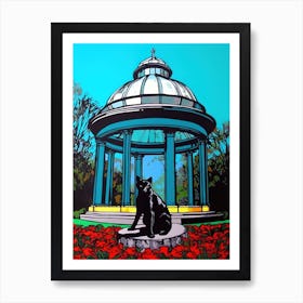 A Painting Of A Cat In Royal Botanic Gardens, Kew United Kingdom In The Style Of Pop Art 01 Art Print