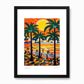 Copacabana Rio De Janeiro Matisse Style 8 Watercolour Travel Poster Art Print