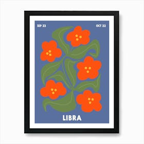 Libra Print Zodiac Poster Astrology Wall Decor Flower Market Botanical Art Print