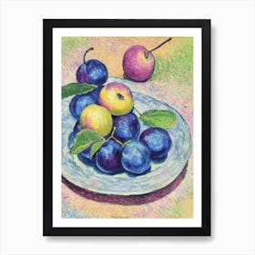 Plum Vintage Sketch Fruit Art Print