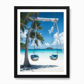 Swings On The Beach Art Print