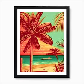 Cancun Mexico Vintage Sketch Tropical Destination Art Print