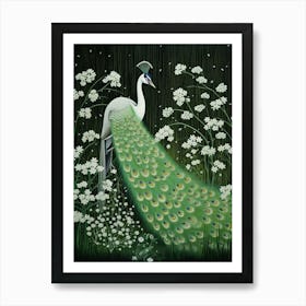 Ohara Koson Inspired Bird Painting Peacock 2 Art Print