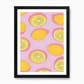 Lemons On Pink Art Print