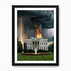 Lightning Storm Over White House Art Print