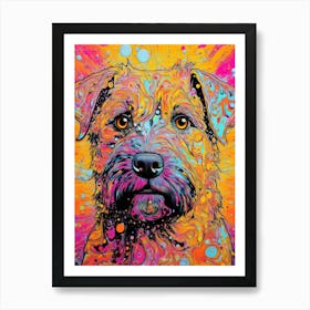 Colourful Border Terrier Portrait Art Print