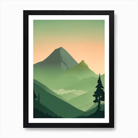 Misty Mountains Vertical Composition In Green Tone 131 Art Print