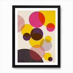 Dots In Yellow Raspberry And Dark Purple Art Print