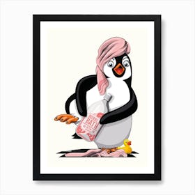 Naked Penguin in the Bathroom Art Print