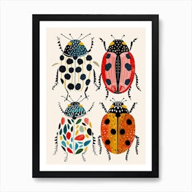 Colourful Insect Illustration Ladybug 4 Art Print