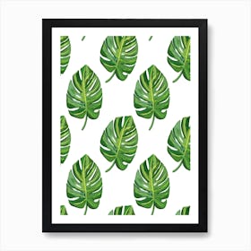 Monstera Leaves Seamless Pattern Art Print