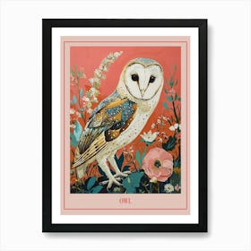 Floral Animal Painting Owl 2 Poster Art Print