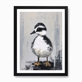 Black & Grey Abstract Duckling Gouache 1 Art Print