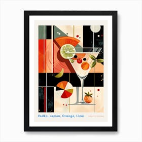 Orange & Lime Art Deco Inspired Cocktail 3 Poster Art Print